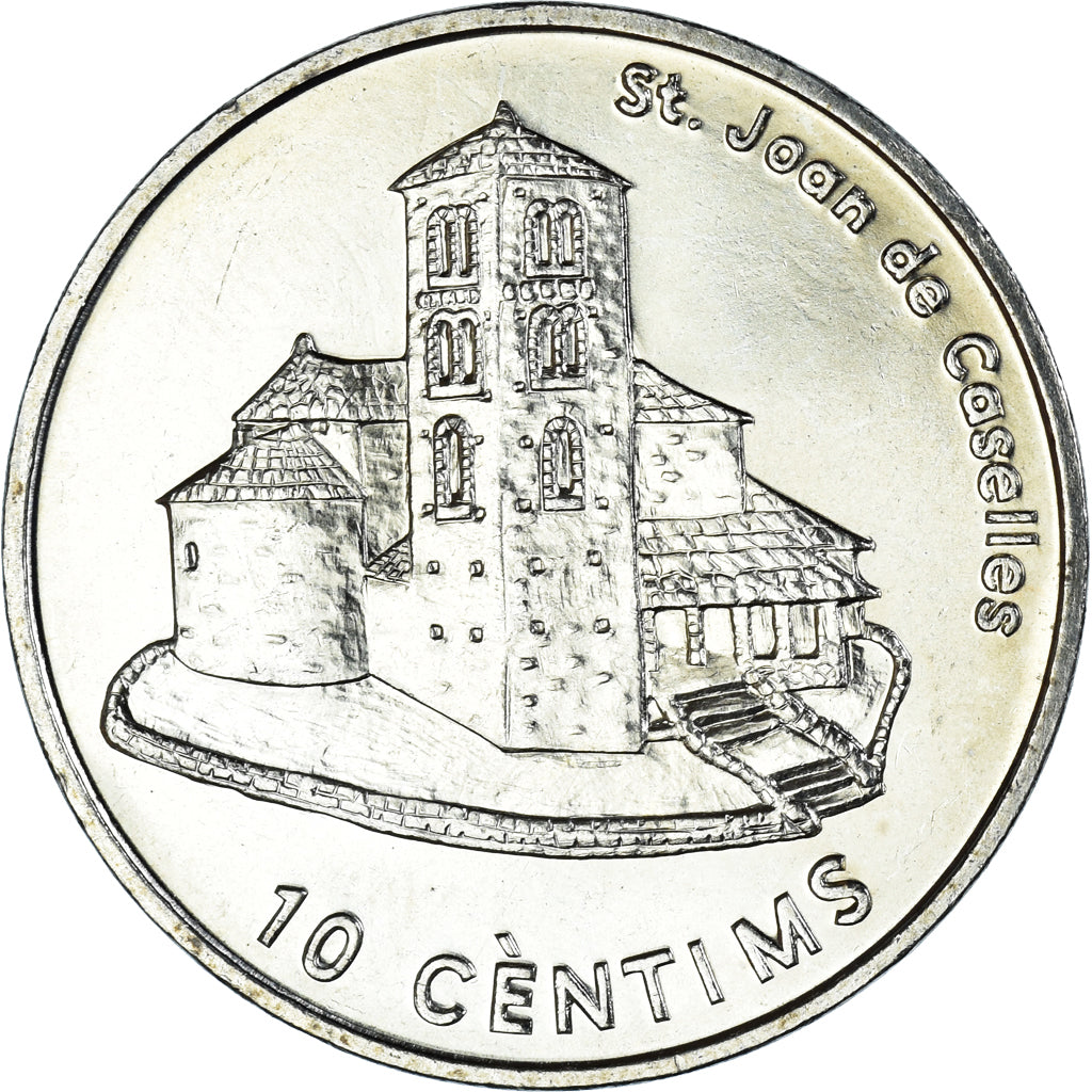 Moneda, Andorra, 10 Centims, 2002, SC, Latón, KM:182