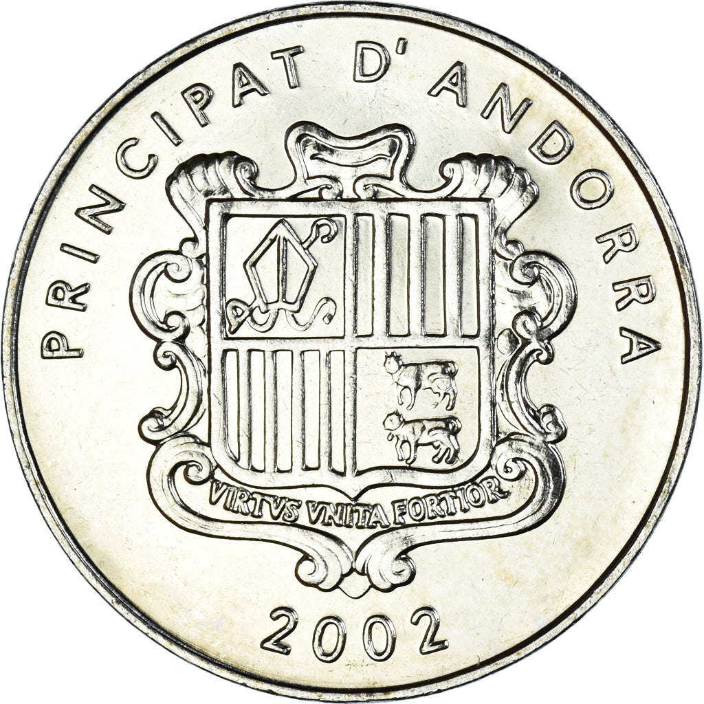 Coin, Andorra, 10 Centims, 2002, MS(63), Brass, KM:182