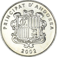 Coin, Andorra, 10 Centims, 2002, MS(63), Brass, KM:182