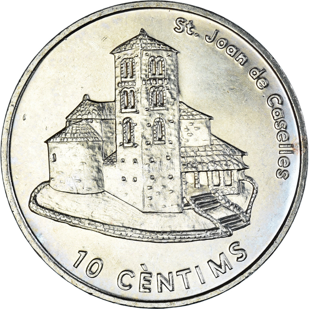Coin, Andorra, 10 Centims, 2002, MS(63), Brass, KM:182