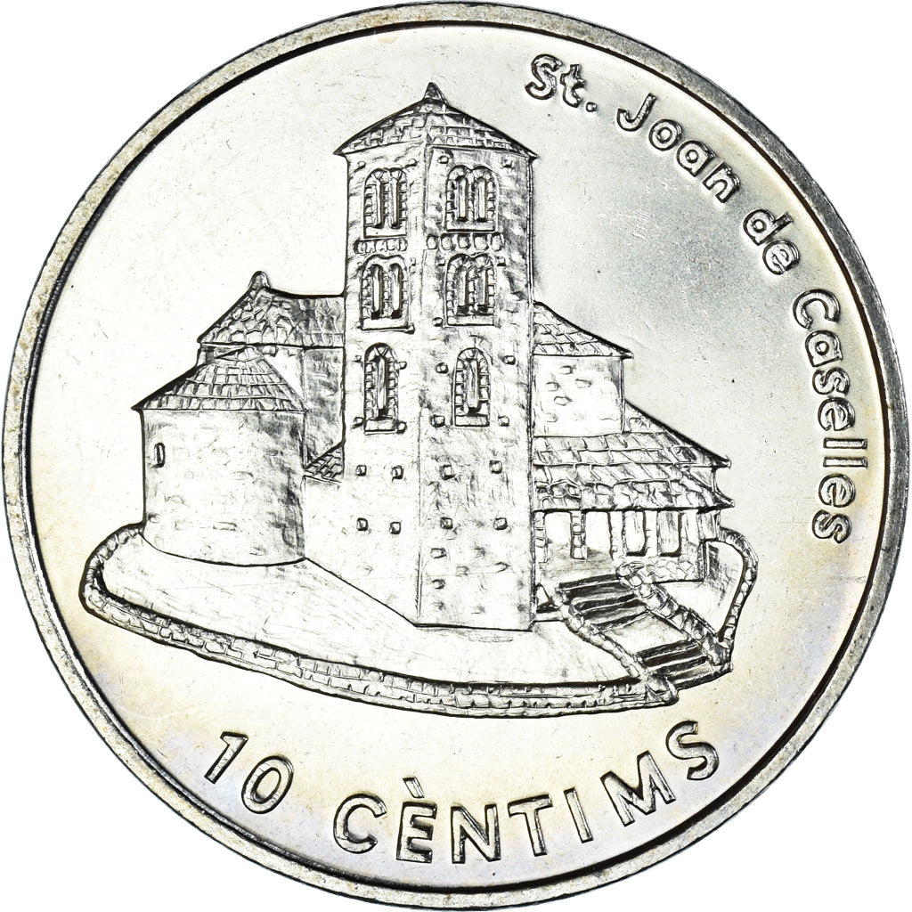 Moneda, Andorra, 10 Centims, 2002, SC, Latón, KM:182