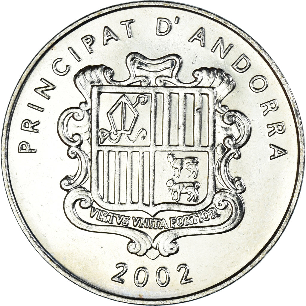Coin, Andorra, 10 Centims, 2002, MS(60-62), Brass, KM:182