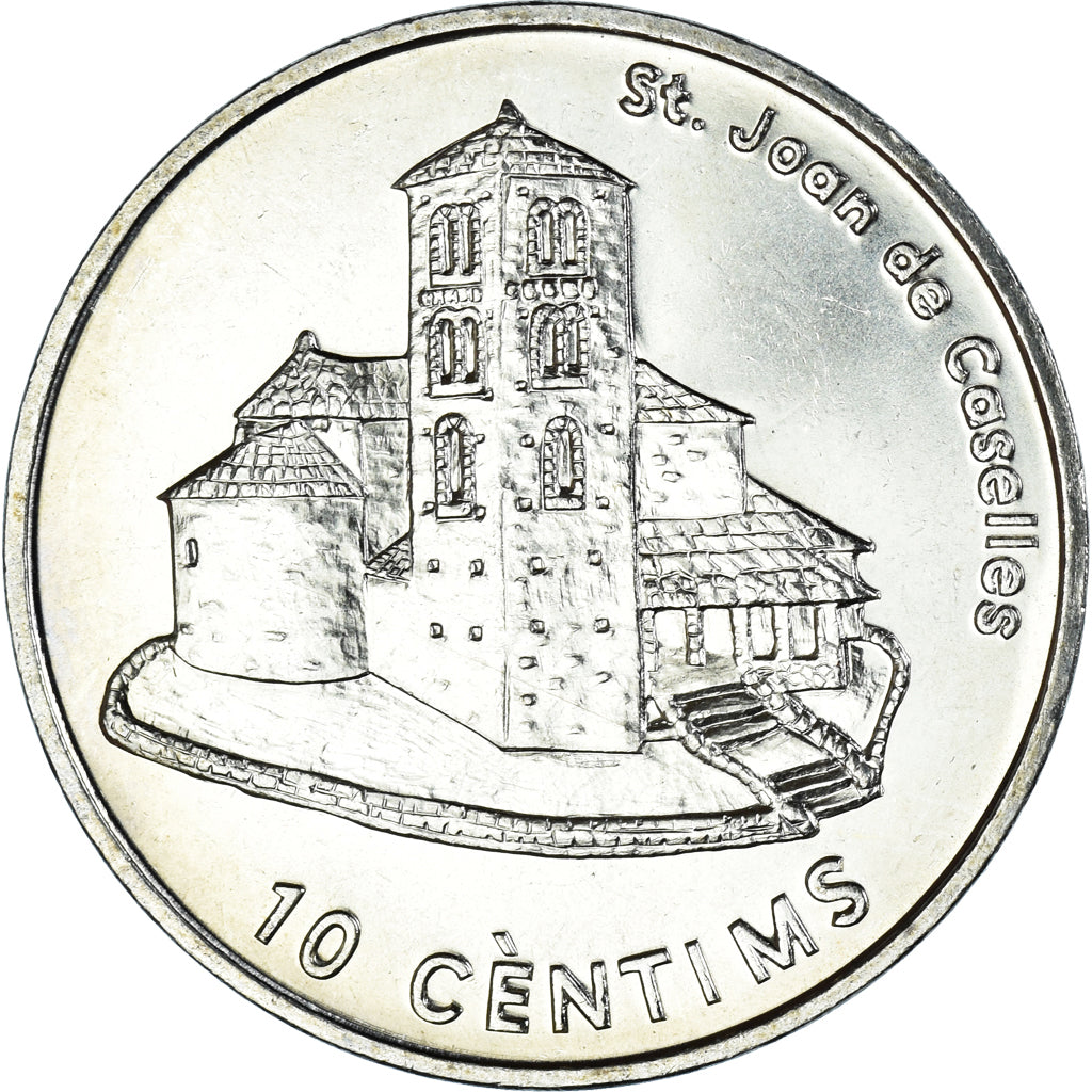 Coin, Andorra, 10 Centims, 2002, MS(60-62), Brass, KM:182
