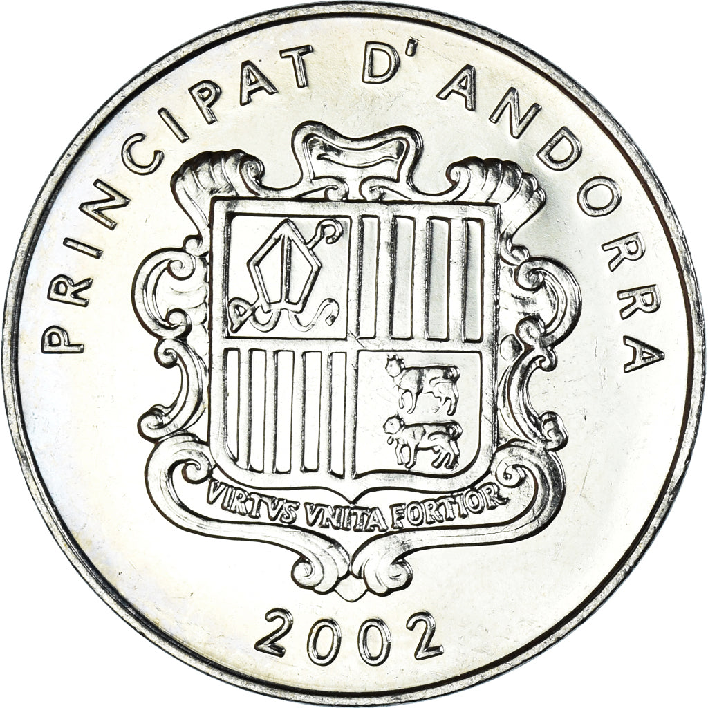 Coin, Andorra, 10 Centims, 2002, AU(55-58), Brass, KM:182