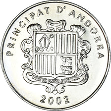 Coin, Andorra, 10 Centims, 2002, AU(55-58), Brass, KM:182