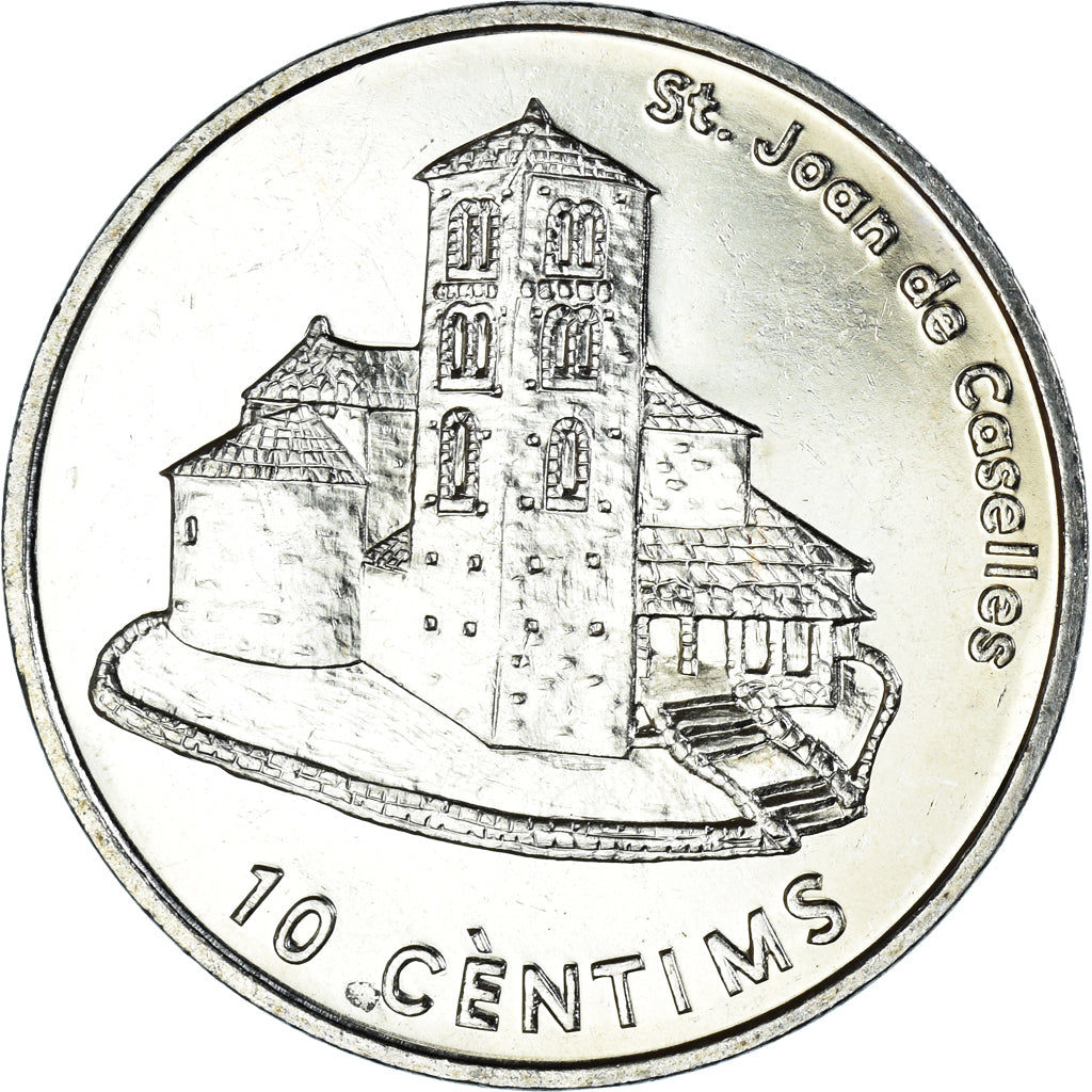 Coin, Andorra, 10 Centims, 2002, AU(55-58), Brass, KM:182