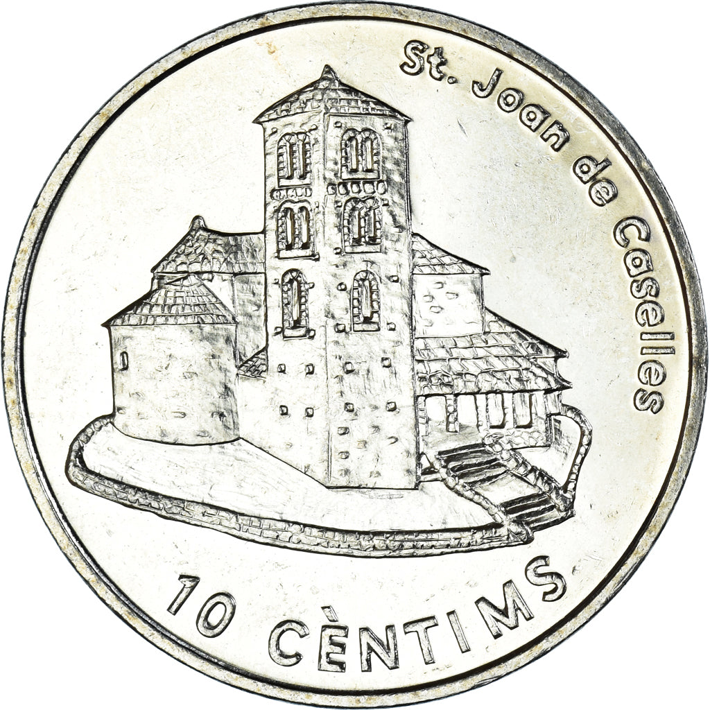 Coin, Andorra, 10 Centims, 2002, AU(55-58), Brass, KM:182