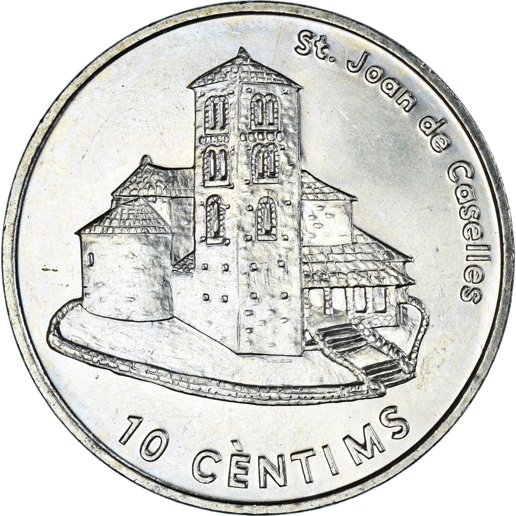 Coin, Andorra, 10 Centims, 2002, AU(55-58), Brass, KM:182