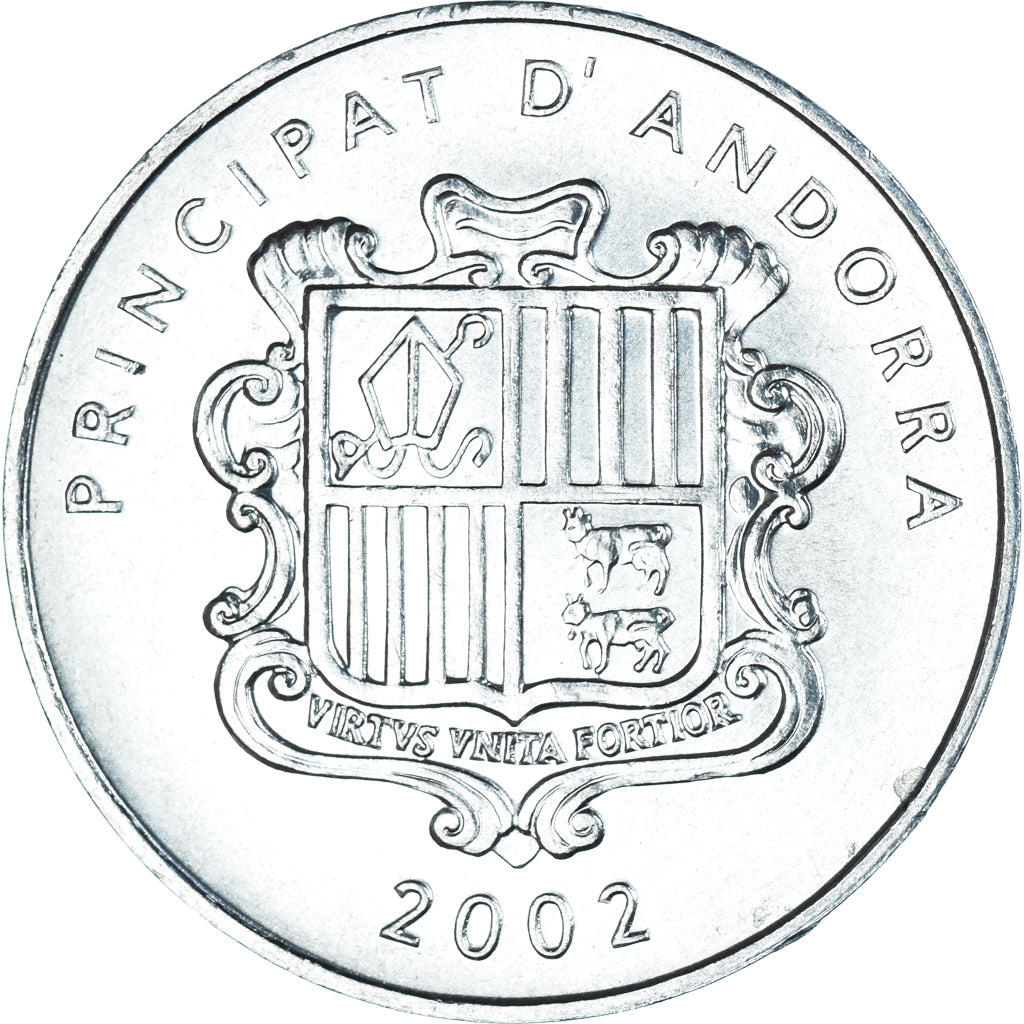 Coin, Andorra, 1 Cèntim Andorre, Centim, 2002, Agnus Dei, MS(63), Aluminum