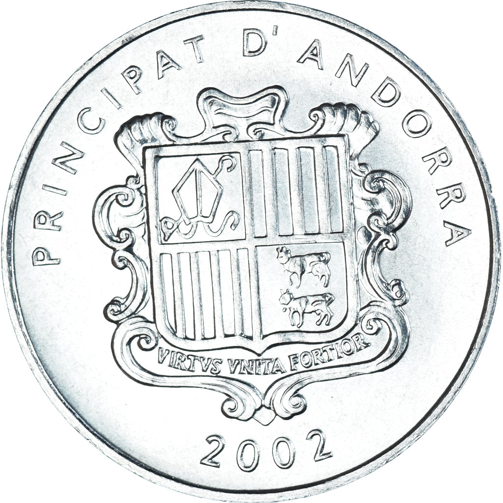 Coin, Andorra, 1 Cèntim Andorre, Centim, 2002, Agnus Dei, MS(63), Aluminum
