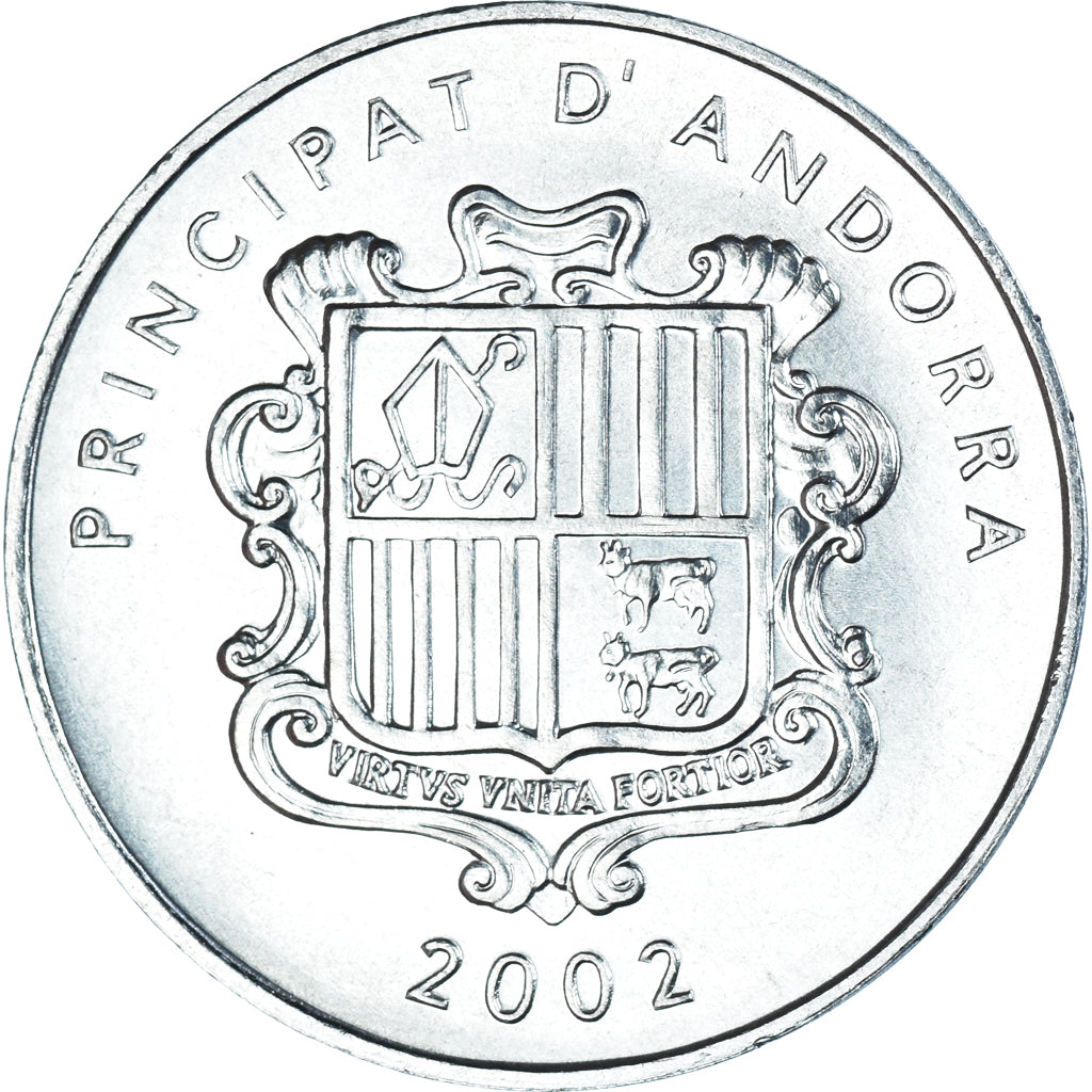 Coin, Andorra, 1 Cèntim Andorre, Centim, 2002, Agnus Dei, MS(63), Aluminum