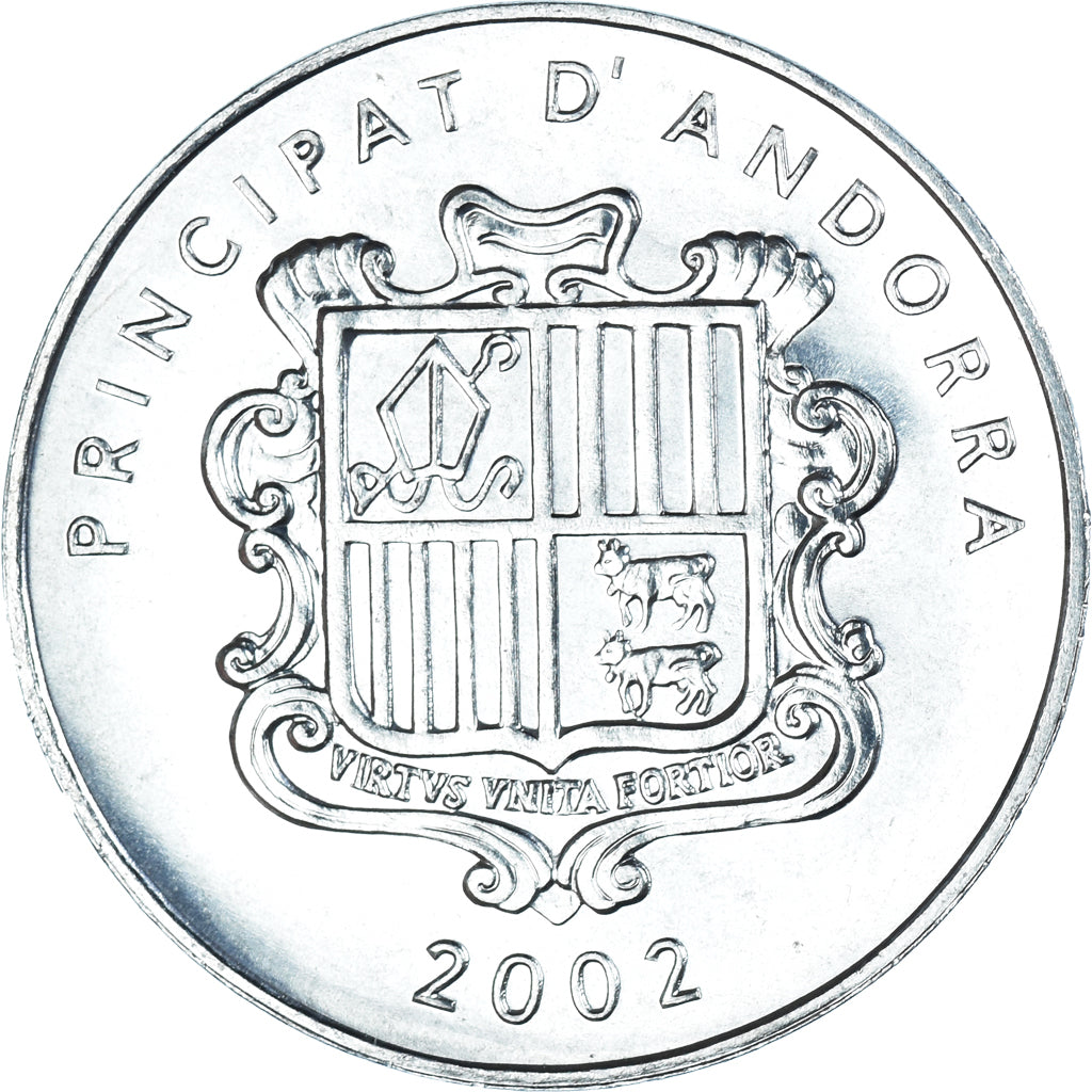 Coin, Andorra, Andorre, Centim, 2002, Charlemagne, AU(55-58), Aluminum, KM:176