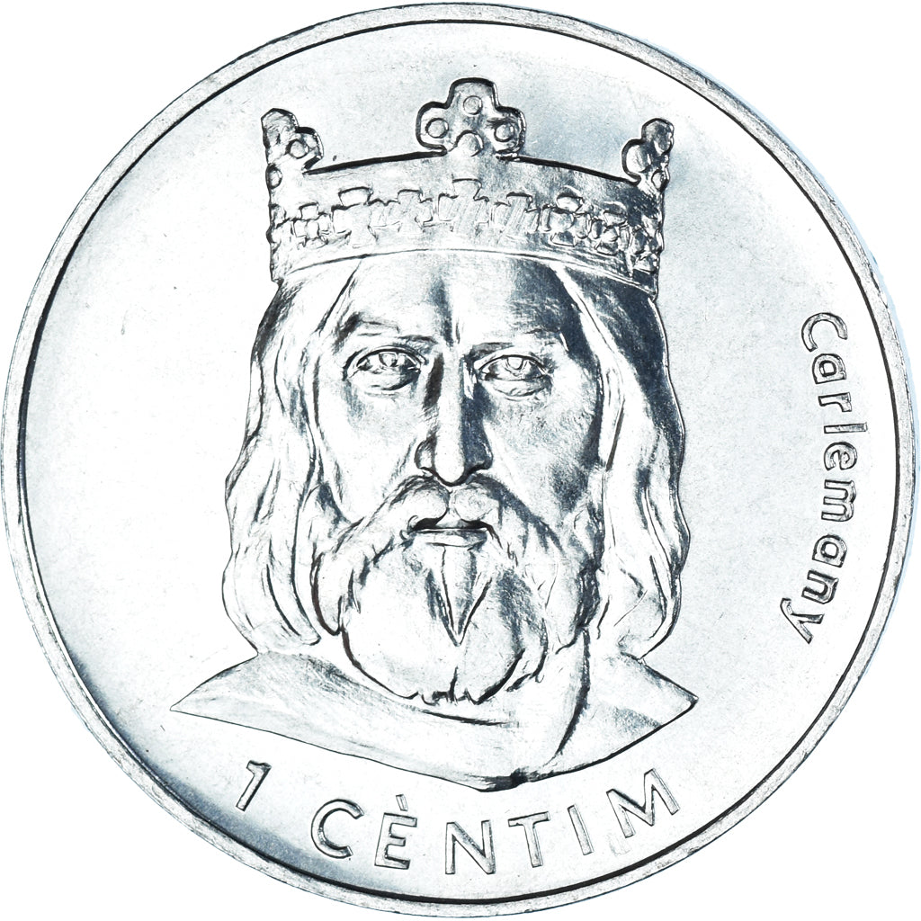 Coin, Andorra, Andorre, Centim, 2002, Charlemagne, AU(55-58), Aluminum, KM:176
