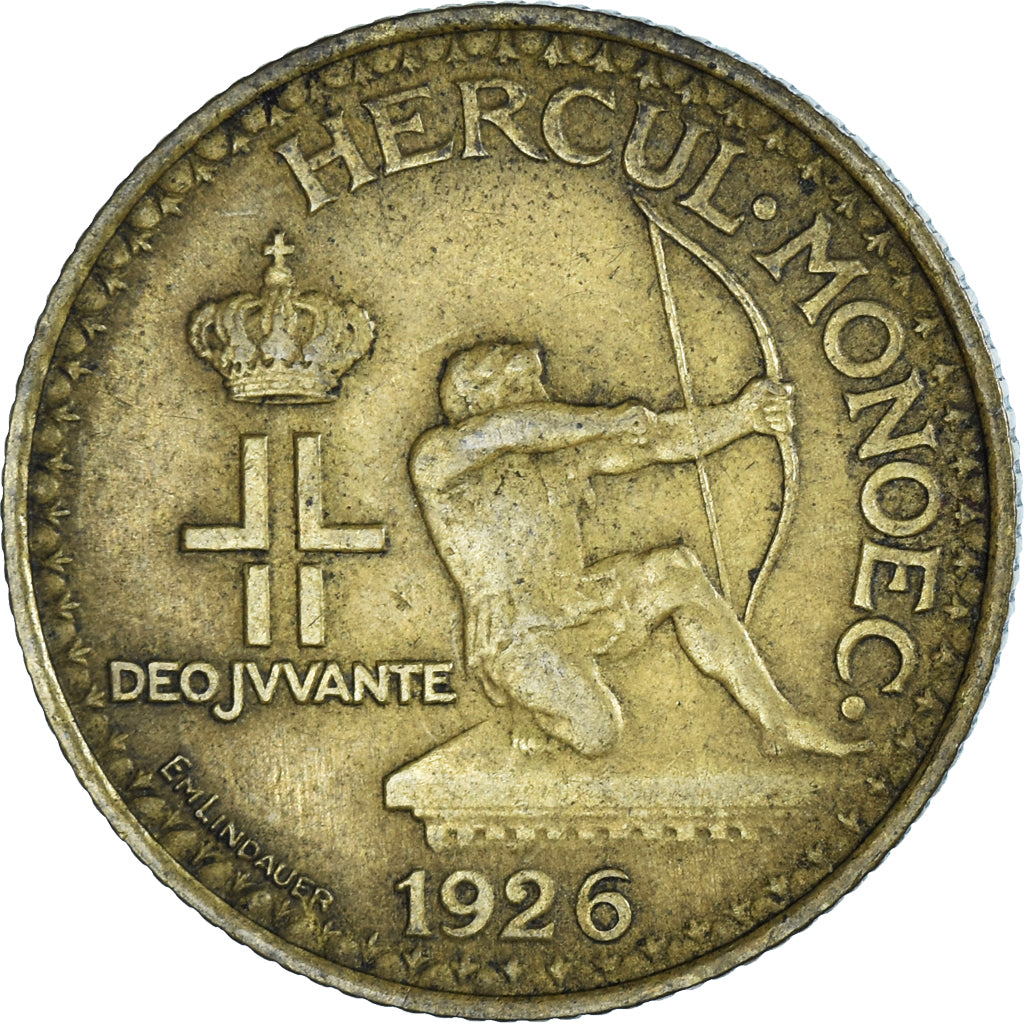 Monnaie, Monaco, Louis II, Franc, 1926, Poissy, TB+, Bronze-Aluminium