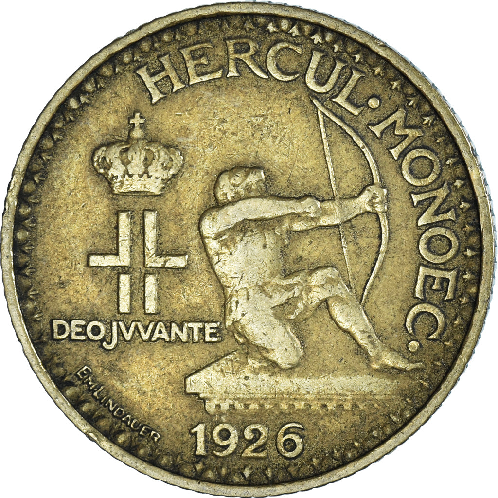 Coin, Monaco, Louis II, Franc, 1926, Poissy, VF(30-35), Aluminum-Bronze, KM:114