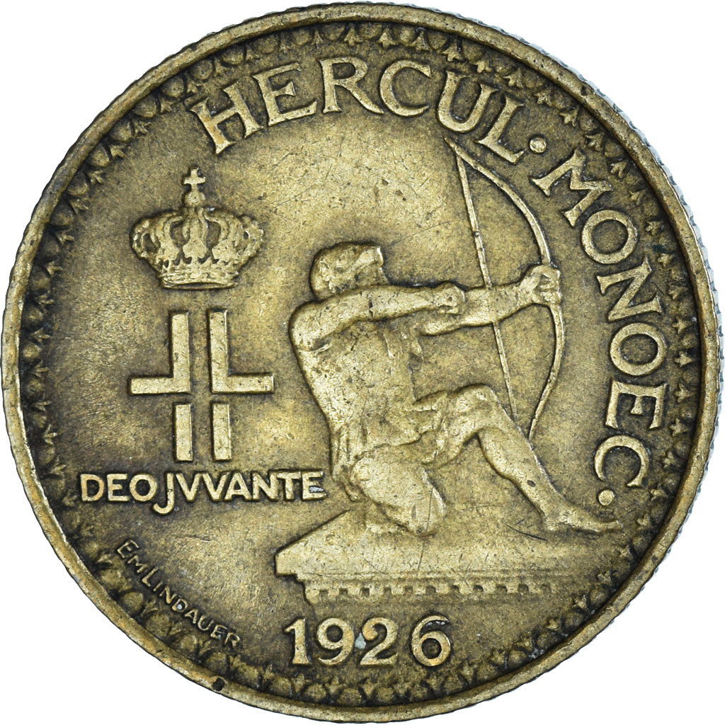 Coin, Monaco, Louis II, Franc, 1926, Poissy, VF(30-35), Aluminum-Bronze, KM:114