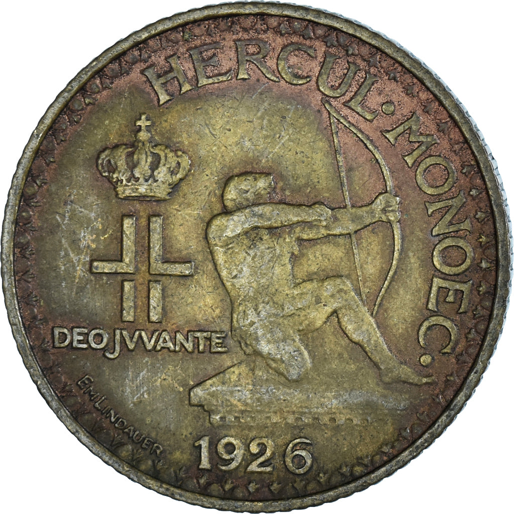 Coin, Monaco, Louis II, Franc, 1926, Poissy, VF(20-25), Aluminum-Bronze, KM:114