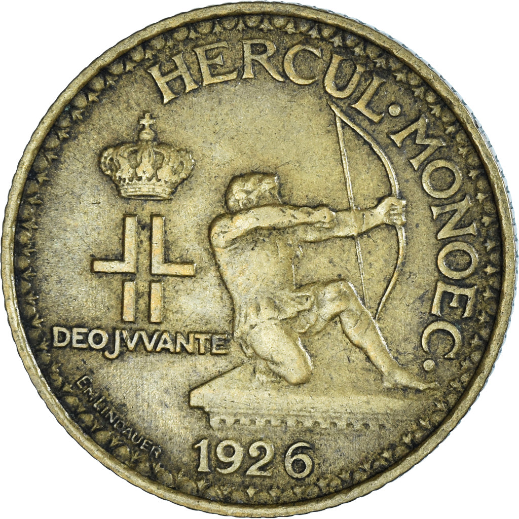 Coin, Monaco, Louis II, Franc, 1926, Poissy, VF(30-35), Aluminum-Bronze, KM:114