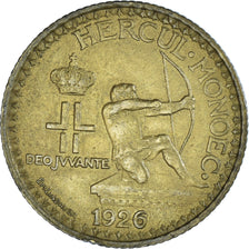 Coin, Monaco, Louis II, 2 Francs, 1926, Poissy, VF(30-35), Aluminum-Bronze