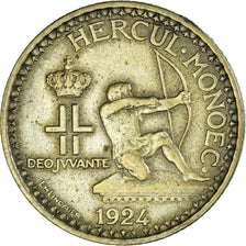 Coin, Monaco, Louis II, 2 Francs, 1924, Poissy, VF(30-35), Aluminum-Bronze