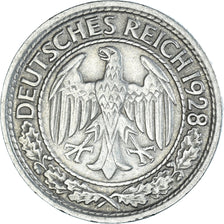 Moneda, ALEMANIA - REPÚBLICA DE WEIMAR, 50 Reichspfennig, 1928, Stuttgart, MBC