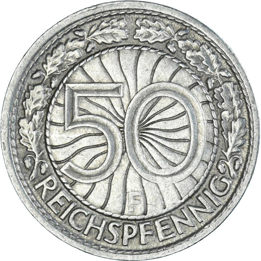 Coin, GERMANY, WEIMAR REPUBLIC, 50 Reichspfennig, 1928, Stuttgart, EF(40-45)