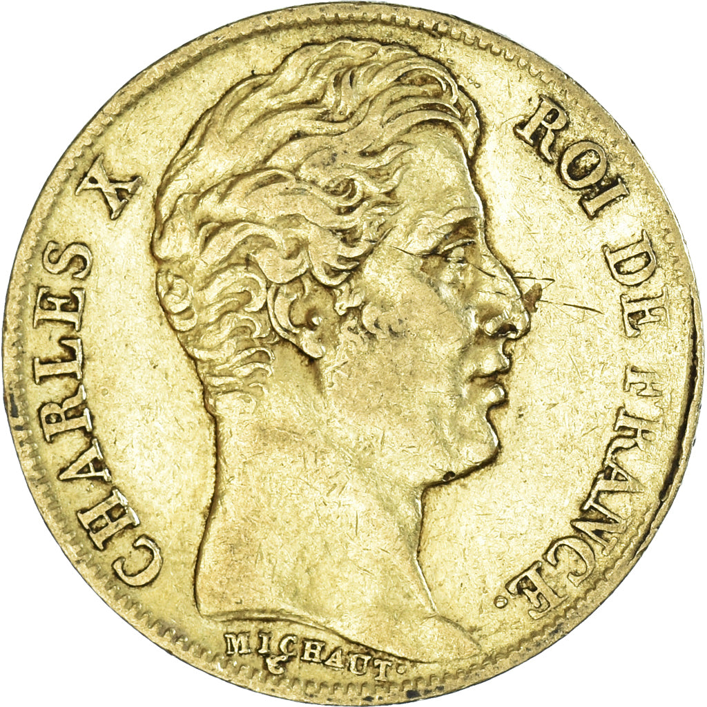Moeda, França, Charles X, 20 Francs, 1825, Lille, VF(30-35), Dourado, KM:726.4