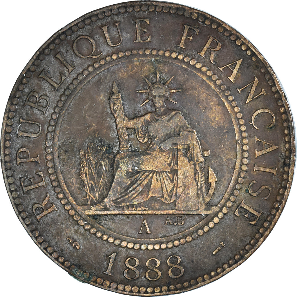 Monnaie, Indochine française, Cent, 1888, Paris, TB, Bronze, KM:1, Lecompte:40