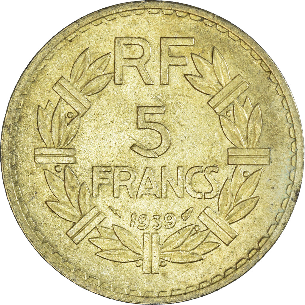 Moeda, França, Lavrillier, 5 Francs, 1939, EF(40-45), Alumínio-Bronze