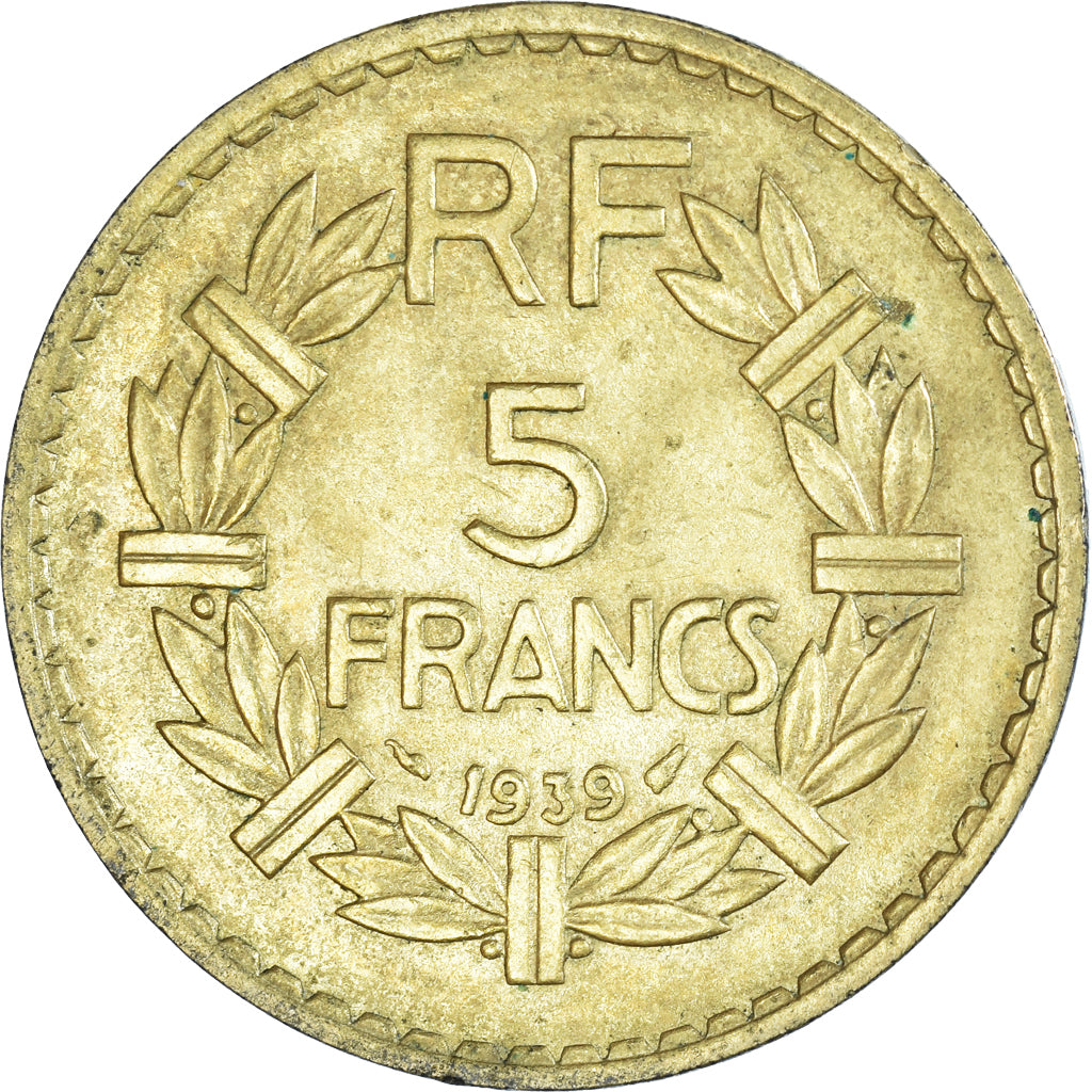 Coin, France, Lavrillier, 5 Francs, 1939, EF(40-45), Aluminum-Bronze, KM:888a.1