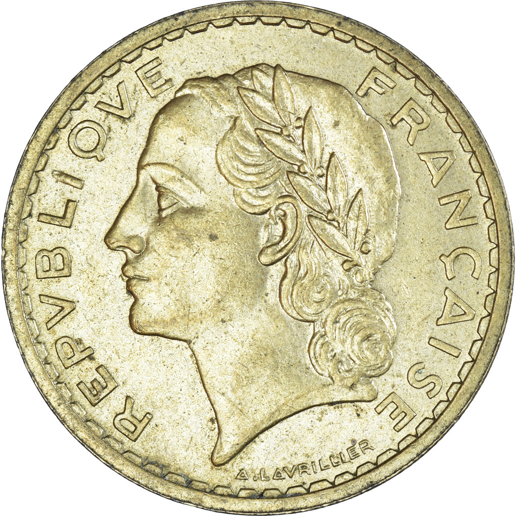 Moneta, Francja, Lavrillier, 5 Francs, 1939, EF(40-45), Aluminium-Brąz