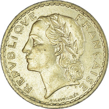 Moneta, Francja, Lavrillier, 5 Francs, 1939, EF(40-45), Aluminium-Brąz