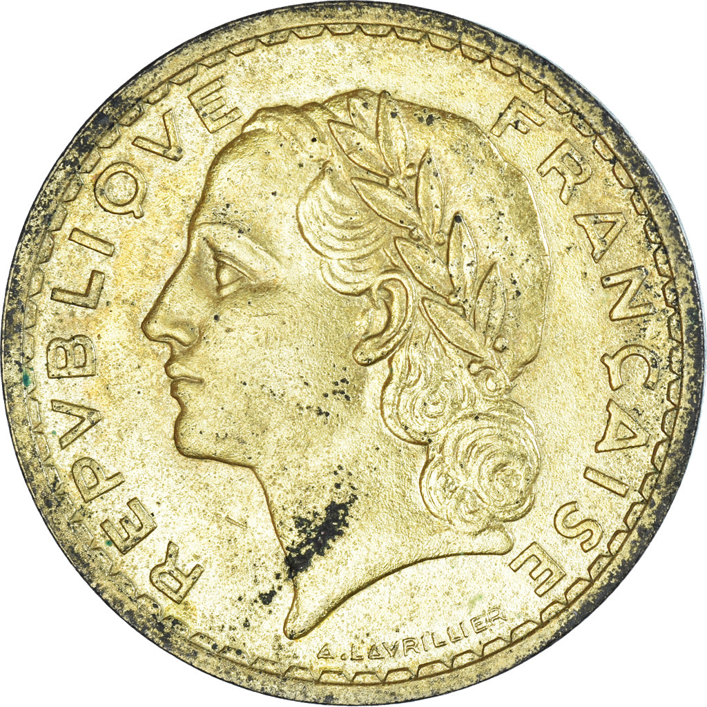 Moeda, França, Lavrillier, 5 Francs, 1939, Paris, VF(20-25), Alumínio-Bronze