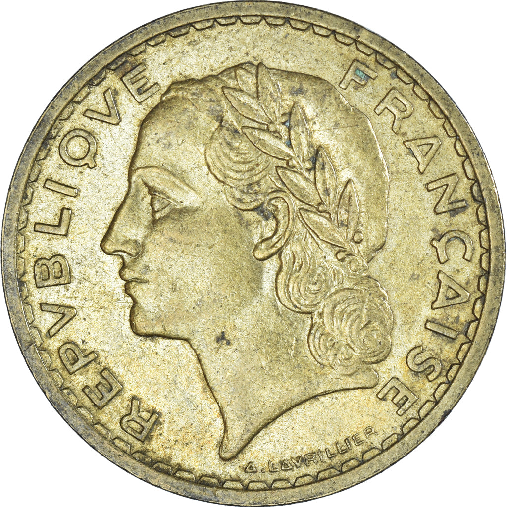 Moeda, França, Lavrillier, 5 Francs, 1939, Paris, VF(20-25), Alumínio-Bronze