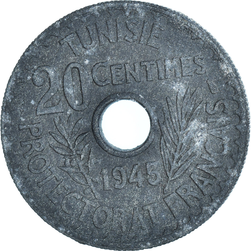 Coin, Tunisia, Muhammad al-Amin Bey, 20 Centimes, AH 1364/1945, Paris