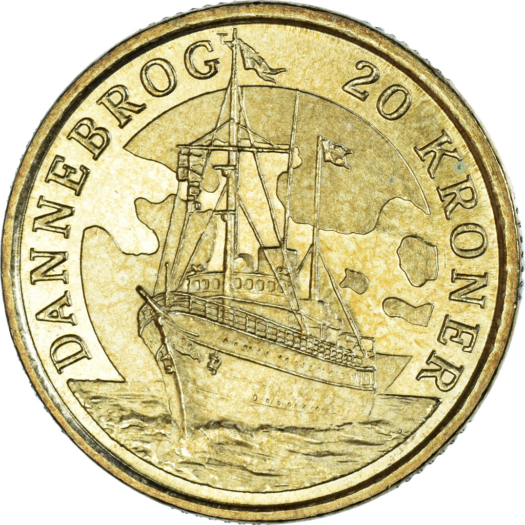 Moneta, Danimarca, Margrethe II, 20 Kroner, 2008, SPL-, Alluminio-bronzo, KM:928