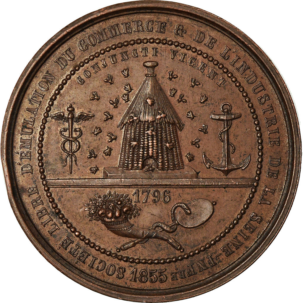 France, Token, Société d'Emulation, Commerce et Industrie, Seine Inf., 1855