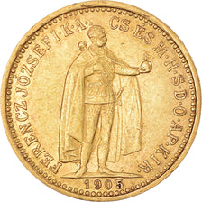 Coin, Hungary, Franz Joseph I, 10 Korona, 1905, Kormoczbanya, AU(55-58), Gold