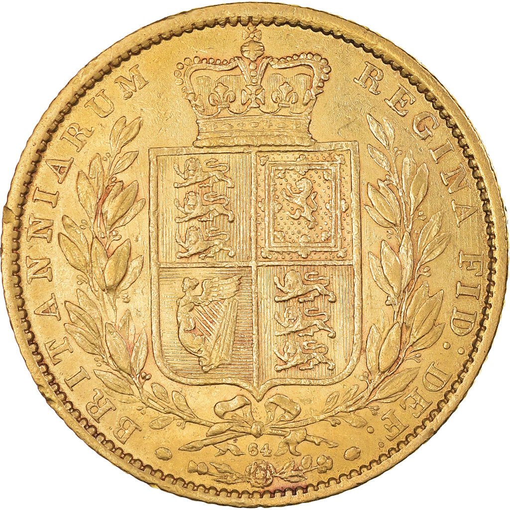 Monnaie, Grande-Bretagne, Victoria, Sovereign, 1864, Londres, TTB, Or, KM:736.2