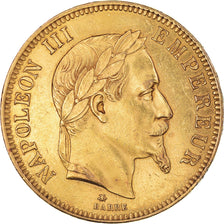 Moeda, França, Napoleon III, 100 Francs, 1866, Paris, AU(50-53), Dourado