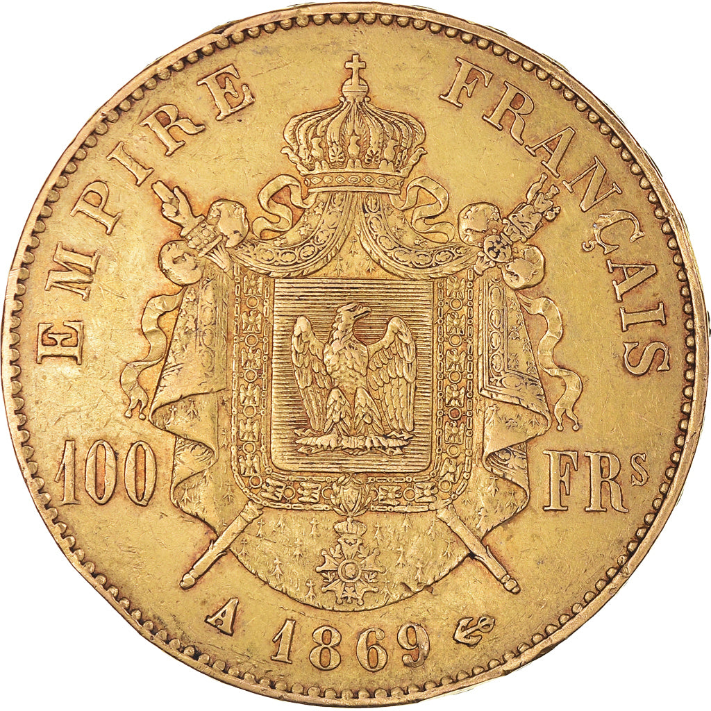 Coin, France, Napoleon III, Napoléon III, 100 Francs, 1869, Paris, AU(50-53)