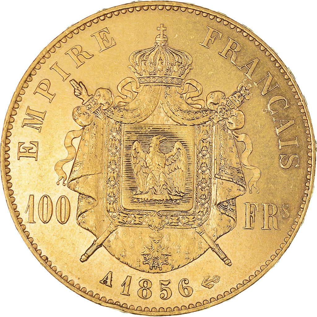 Coin, France, Napoleon III, 100 Francs, 1856, Paris, AU(55-58), Gold