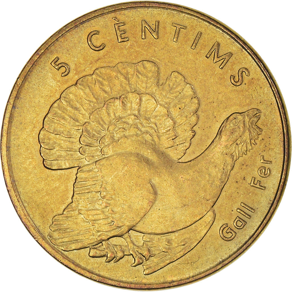 Coin, Andorra, 5 Centims, 2002, MS(63), Brass, KM:181