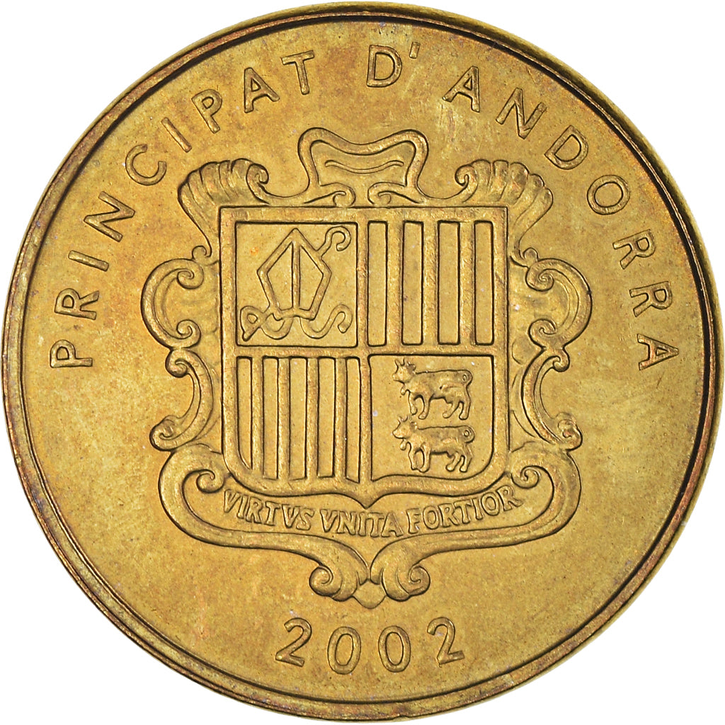 Coin, Andorra, 5 Centims, 2002, MS(63), Brass, KM:181