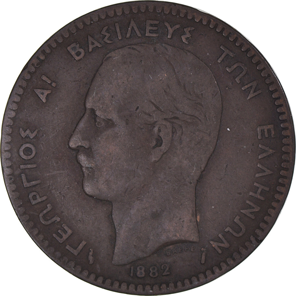 Coin, Greece, George I, 10 Lepta, 1882, Paris, VF(30-35), Copper, KM:55
