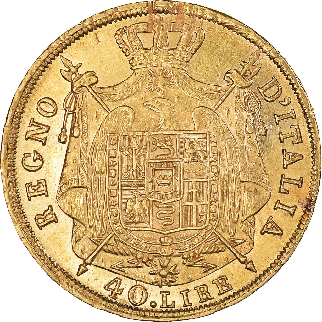Moneta, STATI ITALIANI, KINGDOM OF NAPOLEON, Napoleon I, 40 Lire, 1813, Milan