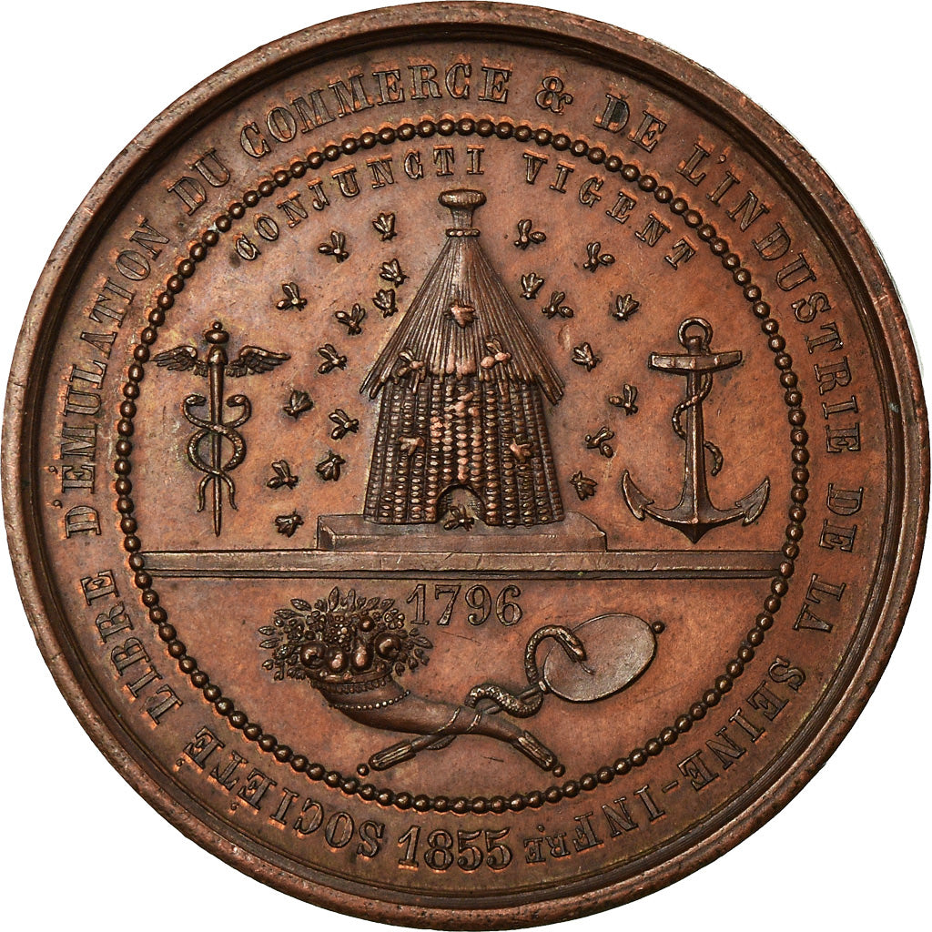 France, Token, Société d'Emulation, Commerce et Industrie, Seine Inf., 1855