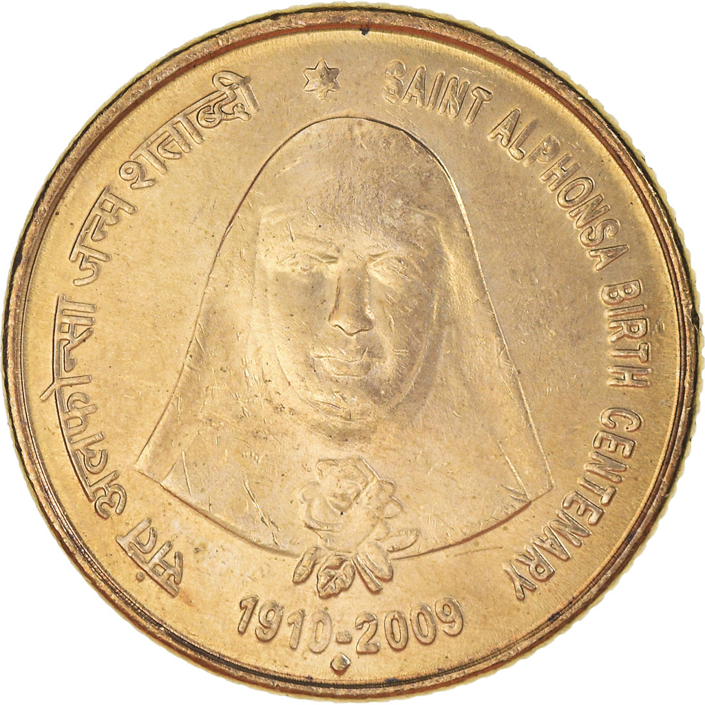 Coin, INDIA-REPUBLIC, 5 Rupees, 2009, MS(63), Nickel-brass, KM:413