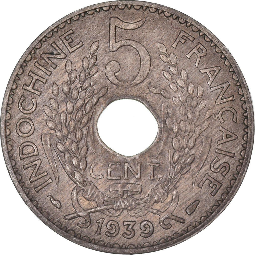 Munten, FRANS INDO-CHINA, 5 Cents, 1939, Paris, ZF, Nickel-brass, KM:18.1a