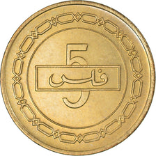Moneda, Bahréin, 5 Fils, 1992/AH1412, SC+, Latón, KM:16